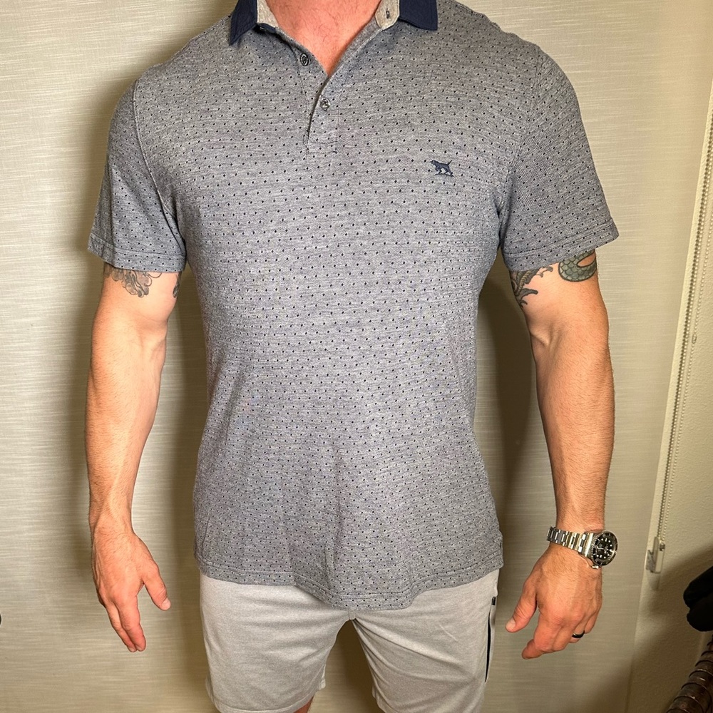 Rodd & Gunn polo XL sports fit extra large men’s 100% cotton light blue w/ dots